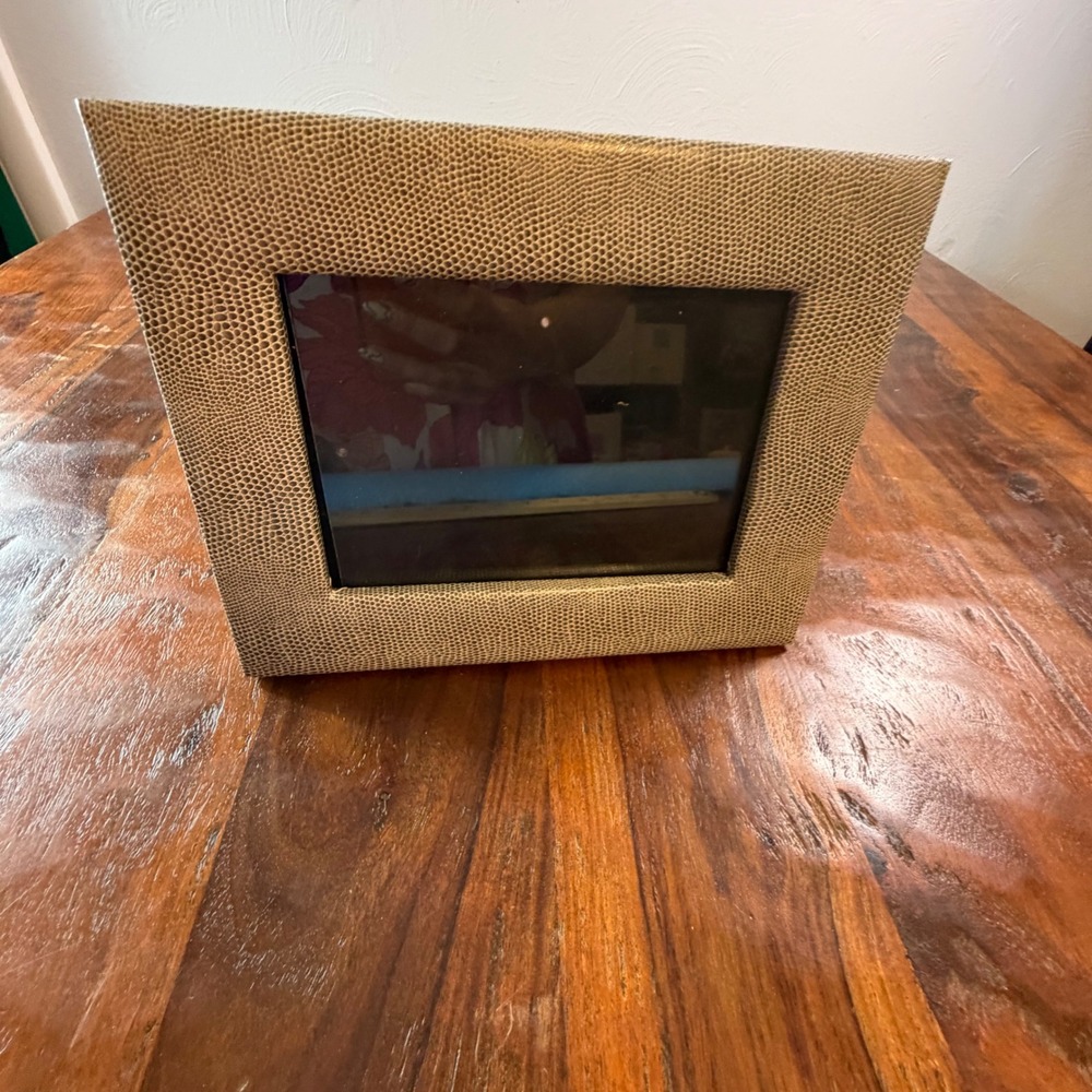 Nate Berkus Faux Lizard Skin Picture Frame Beige 4x6 Textured Tabletop Decor